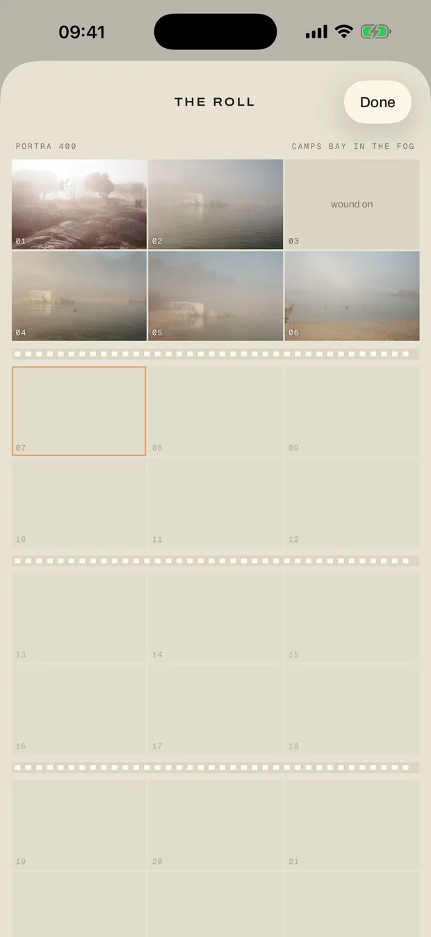 Bulb on an iPhone: a proof sheet before the film is developed.